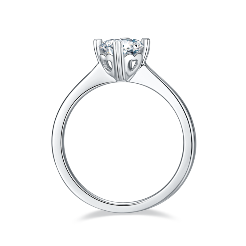 Straight arm classic four claw S925 silver plated platinum moissanite diamond women's ring 1 carat D-grade
